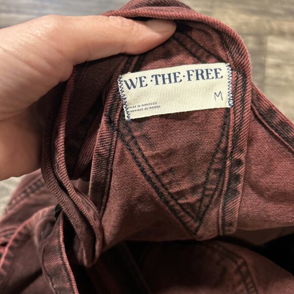 We the Free Red Denim Ziggy Shortalls Overalls Shorts Jean Women’s Medium - Picture 11 of 11